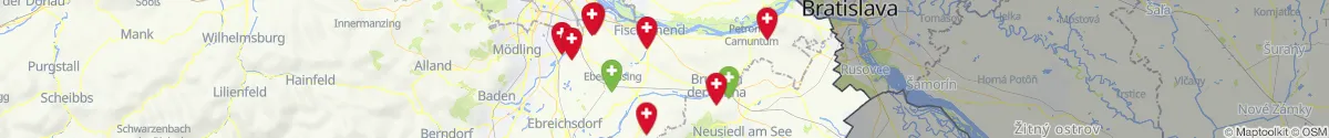 Kartenansicht für Apotheken-Notdienste in der Nähe von Bruck an der Leitha (Niederösterreich)